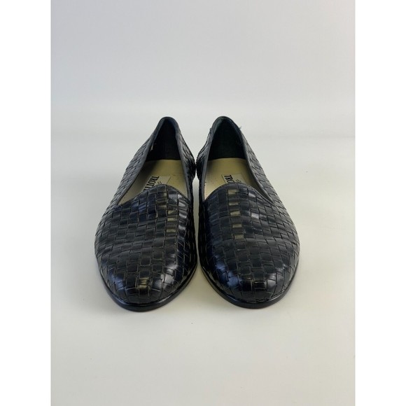 Trotters Liz Black Woven Leather Loafer Slip On Almond Toe Dress Shoe Womens 8 M - Picture 3 of 12
